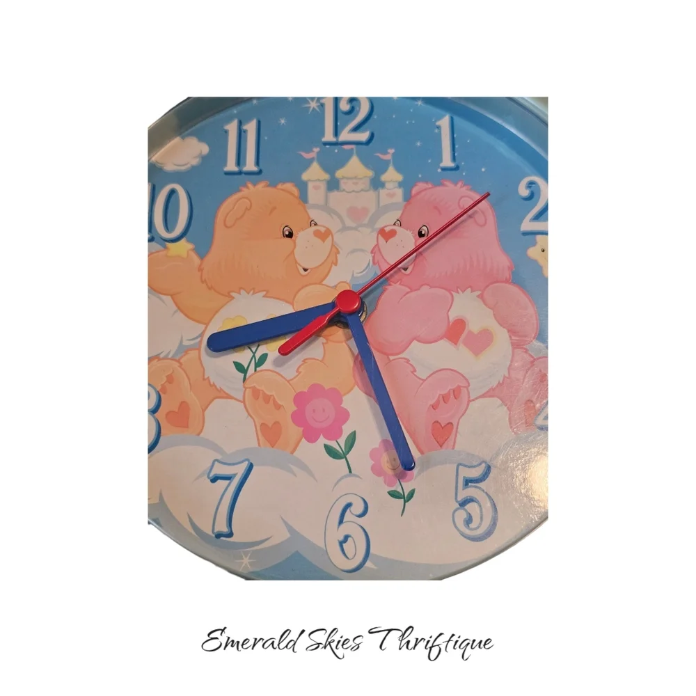 Care Bears 2003 Wall Clock Love A Lot & Friend Bear - Nursery Room Clock - Works
